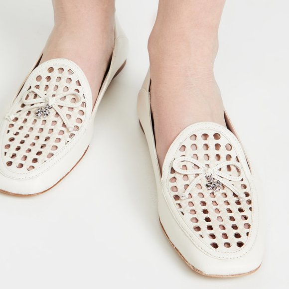 Tory Burch $348 CONVERTIBLE TORY CHARM WOVEN LOAFER Ivory Cream - Picture 1 of 13